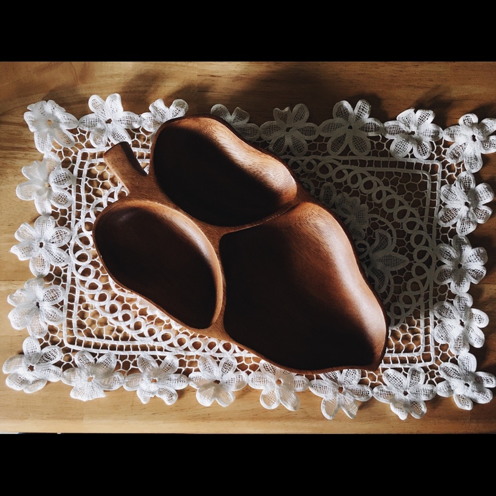 Vintage monkey-pod wood serving dish